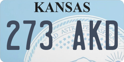 KS license plate 273AKD