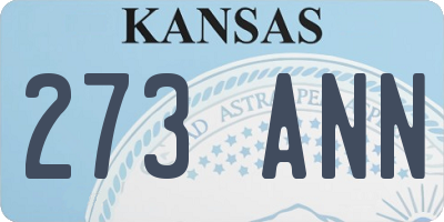 KS license plate 273ANN
