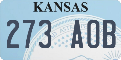 KS license plate 273AOB