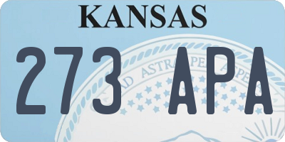 KS license plate 273APA