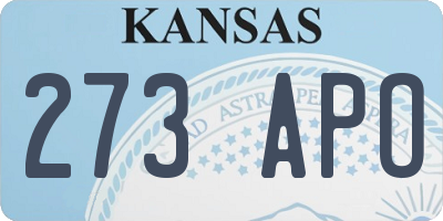 KS license plate 273APO