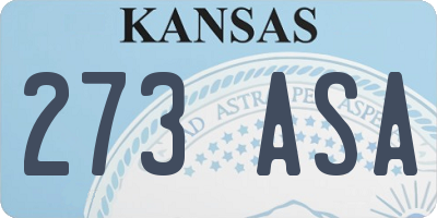 KS license plate 273ASA