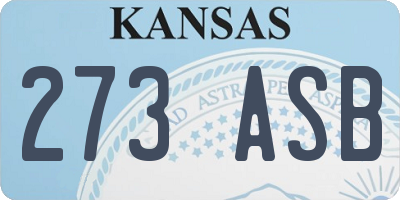 KS license plate 273ASB