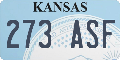 KS license plate 273ASF