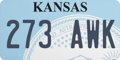 KS license plate 273AWK
