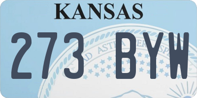 KS license plate 273BYW