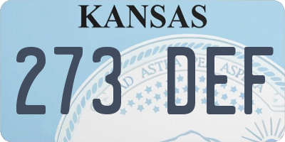 KS license plate 273DEF