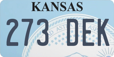 KS license plate 273DEK