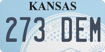 KS license plate 273DEM