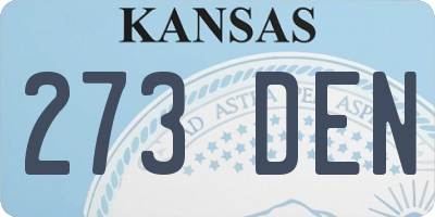 KS license plate 273DEN