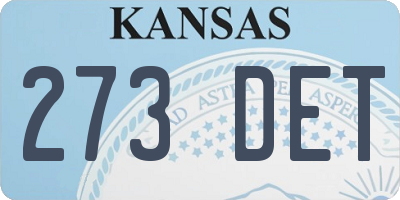 KS license plate 273DET