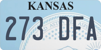 KS license plate 273DFA