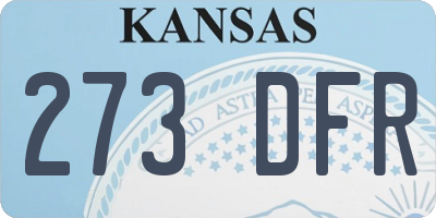 KS license plate 273DFR