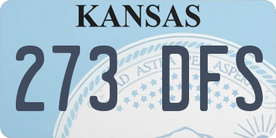 KS license plate 273DFS