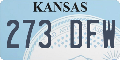 KS license plate 273DFW