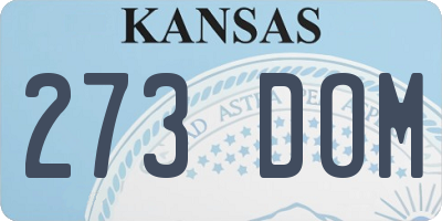 KS license plate 273DOM