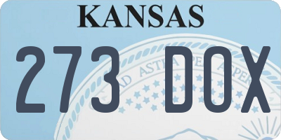 KS license plate 273DOX