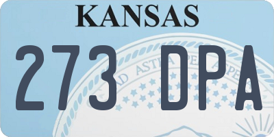KS license plate 273DPA