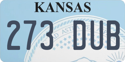 KS license plate 273DUB