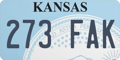 KS license plate 273FAK