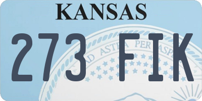 KS license plate 273FIK