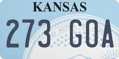 KS license plate 273GOA