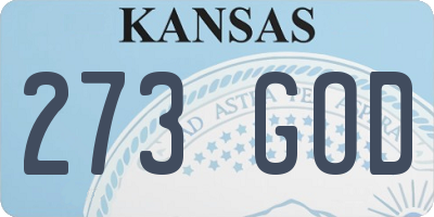 KS license plate 273GOD