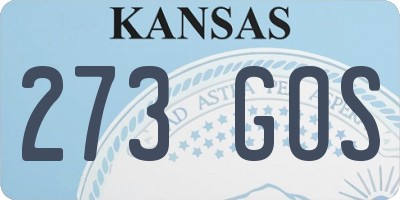 KS license plate 273GOS