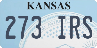 KS license plate 273IRS
