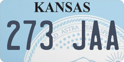 KS license plate 273JAA