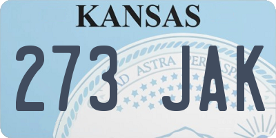 KS license plate 273JAK