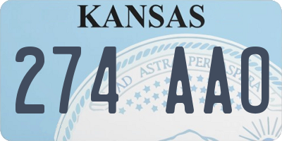 KS license plate 274AAO