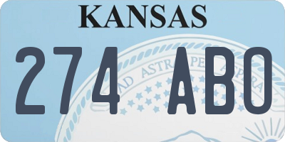 KS license plate 274ABO