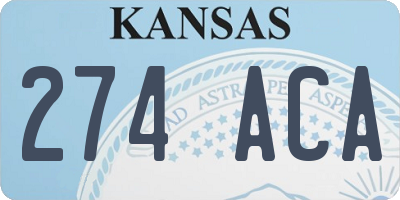 KS license plate 274ACA