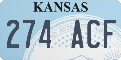 KS license plate 274ACF