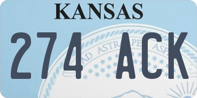 KS license plate 274ACK