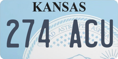 KS license plate 274ACU