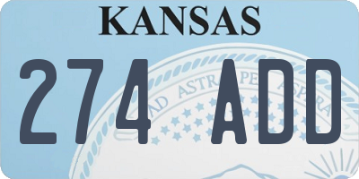 KS license plate 274ADD