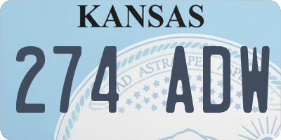 KS license plate 274ADW