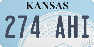 KS license plate 274AHI