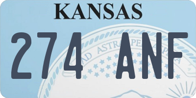 KS license plate 274ANF