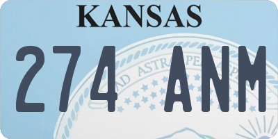 KS license plate 274ANM