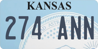 KS license plate 274ANN