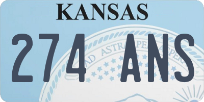 KS license plate 274ANS