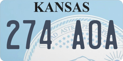 KS license plate 274AOA