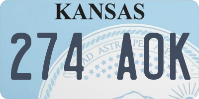 KS license plate 274AOK