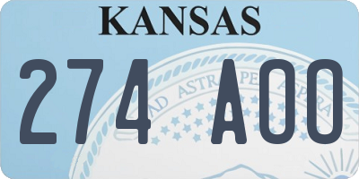 KS license plate 274AOO