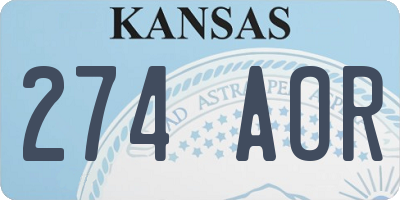 KS license plate 274AOR