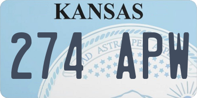 KS license plate 274APW