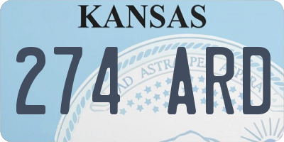 KS license plate 274ARD